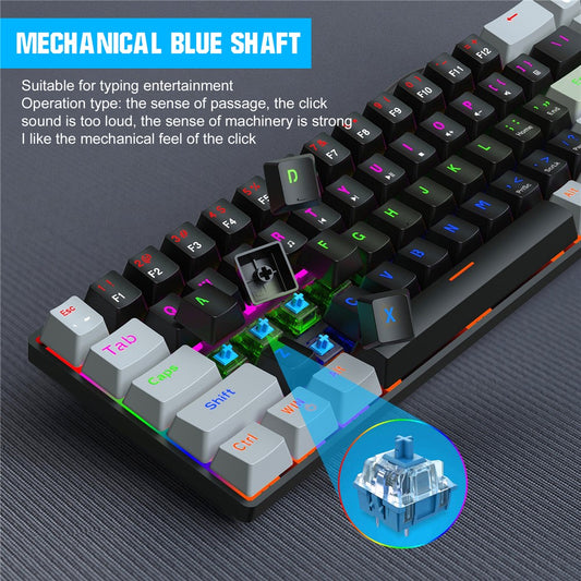 HXSJ V800 68 Keys Mechanical Keyboard with Backlit for Gaming Office