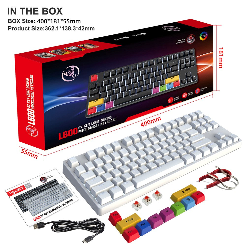 HXSJ L600 87-key Red Switches Wired Portable Keyboard Mechanical Gaming Keyboard with Backlit for Home Office