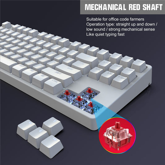 HXSJ L600 87-key Red Switches Wired Portable Keyboard Mechanical Gaming Keyboard with Backlit for Home Office