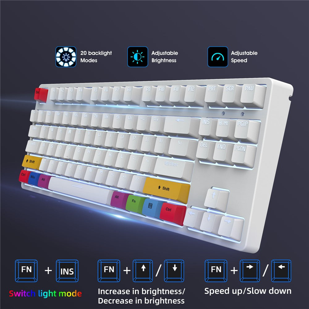 HXSJ L600 87-key Red Switches Wired Portable Keyboard Mechanical Gaming Keyboard with Backlit for Home Office
