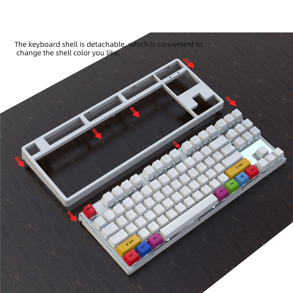 HXSJ L600 87-key Red Switches Wired Portable Keyboard Mechanical Gaming Keyboard with Backlit for Home Office