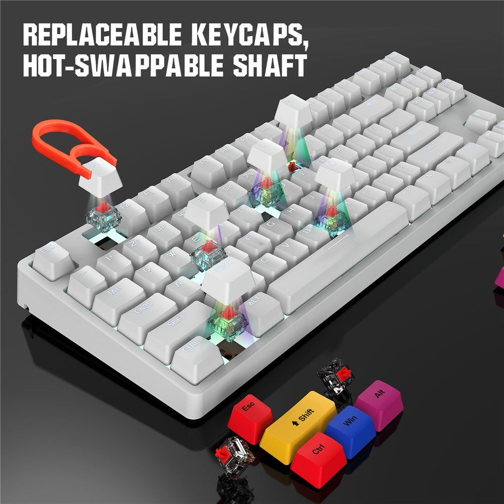HXSJ L600 87-key Red Switches Wired Portable Keyboard Mechanical Gaming Keyboard with Backlit for Home Office