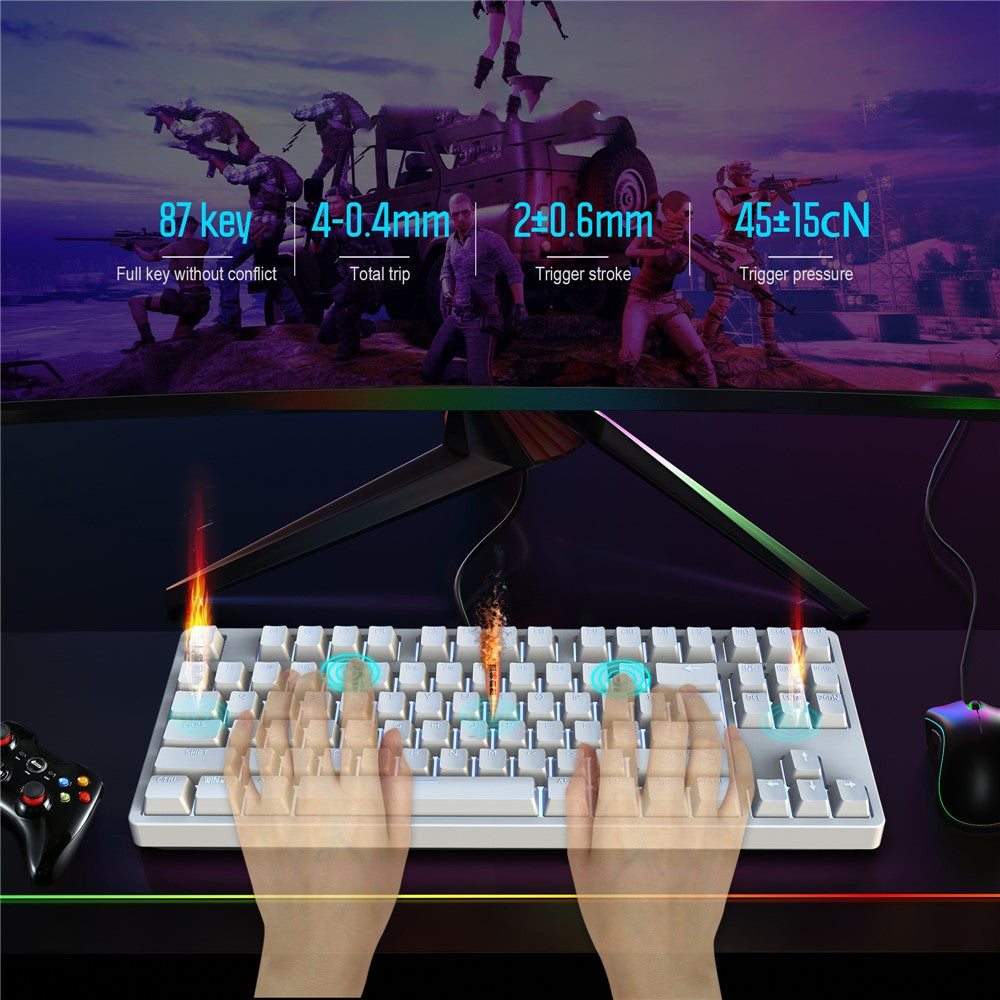 HXSJ L600 87-key Red Switches Wired Portable Keyboard Mechanical Gaming Keyboard with Backlit for Home Office