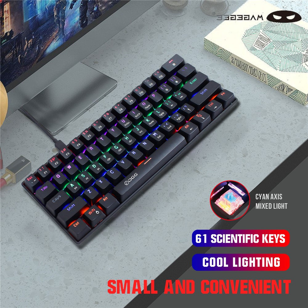 HXSJ V900 Wired 61 Keys Colorful Backlit Computer Laptop Home Office Gaming Blue Switch Mechanical Keyboard
