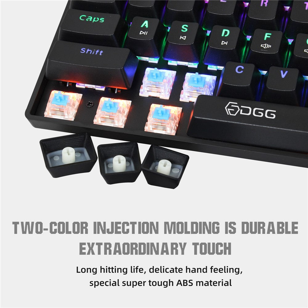 HXSJ V900 Wired 61 Keys Colorful Backlit Computer Laptop Home Office Gaming Blue Switch Mechanical Keyboard