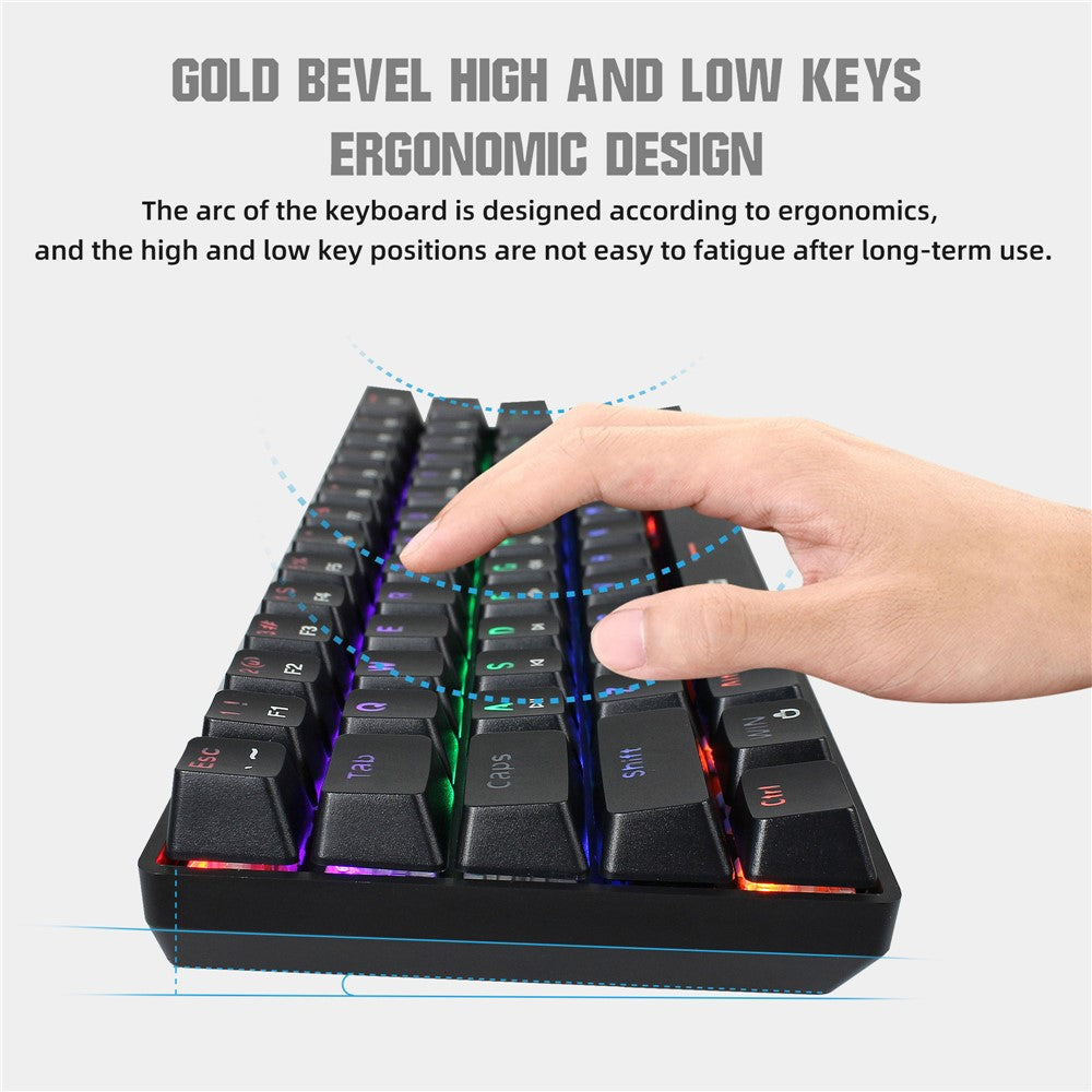 HXSJ V900 Wired 61 Keys Colorful Backlit Computer Laptop Home Office Gaming Blue Switch Mechanical Keyboard