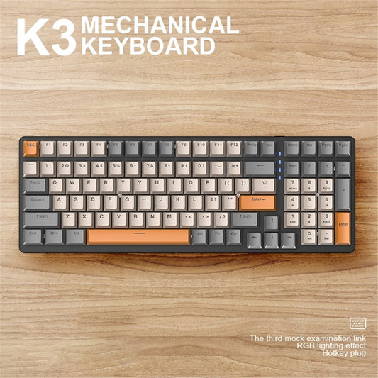 FREE WOLF K3 Mechanical Keyboard 100-Key Gaming Keyboard with Colorful Light Effects for Office Home Computers Laptops