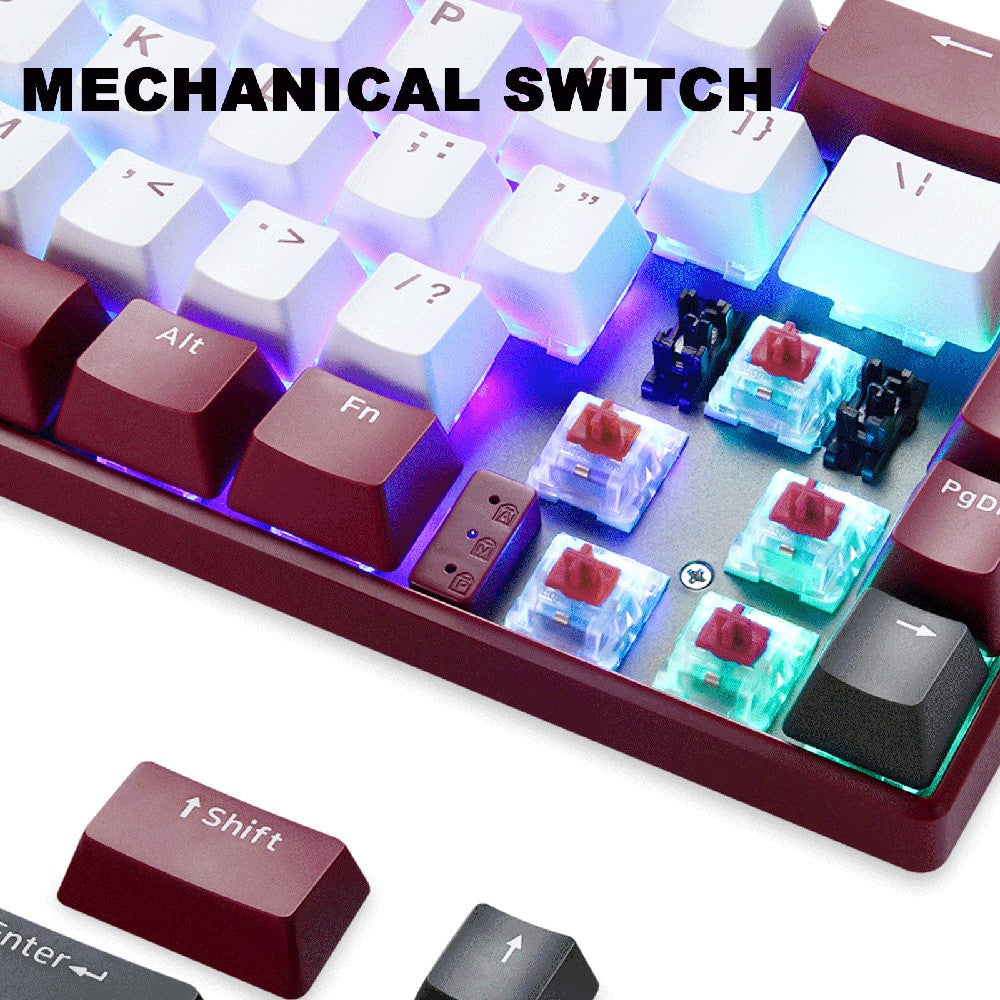 MOTOSPEED BK67 Bluetooth-compatible 5.0 Wireless / Wired 67 Keys RGB Backlight Keyboard Computer Laptop Gaming Mechanical Keyboard