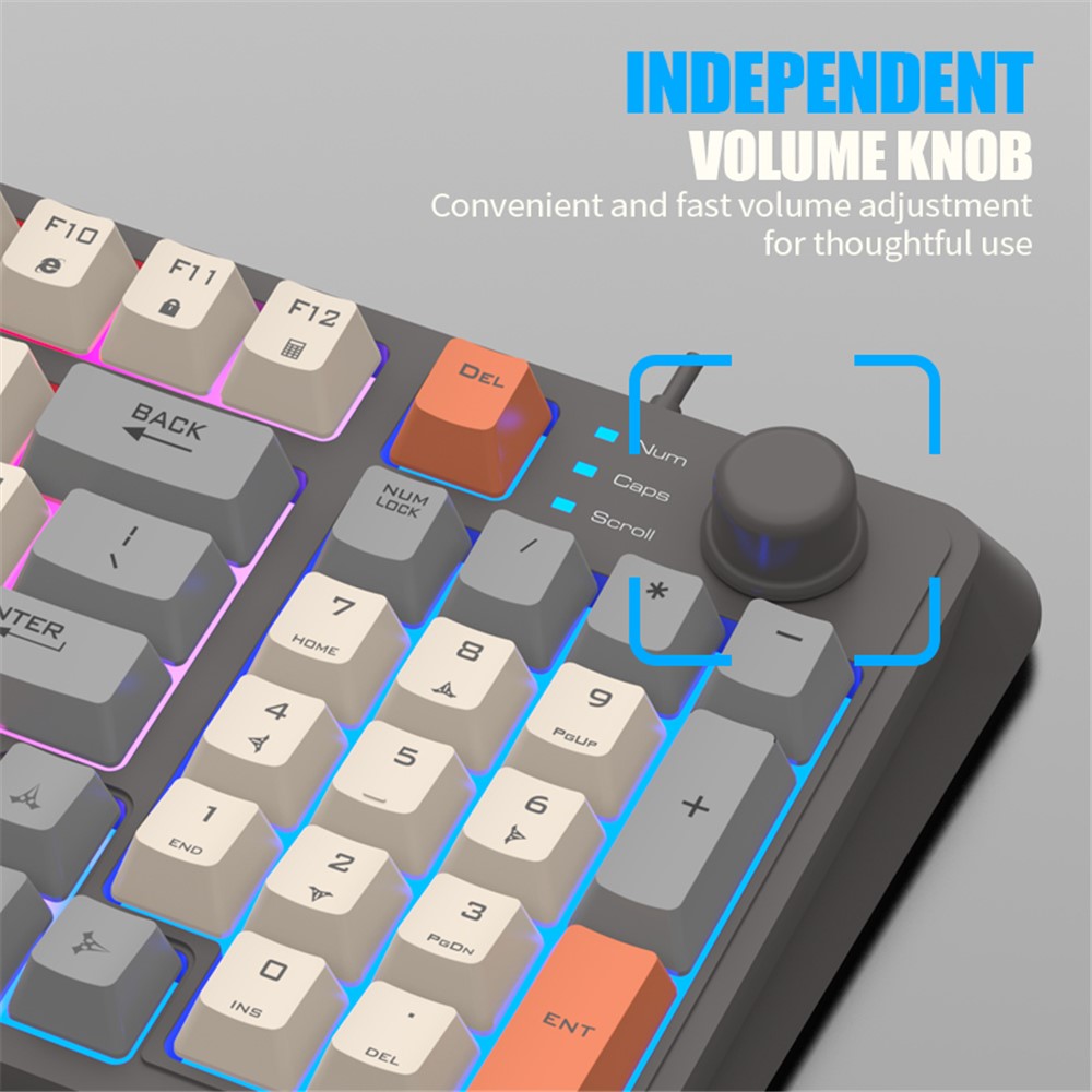 XUNFOX K82 94 Keys Gaming Wired Keyboard Mixed Color Backlit USB Keyboard with Kickstand