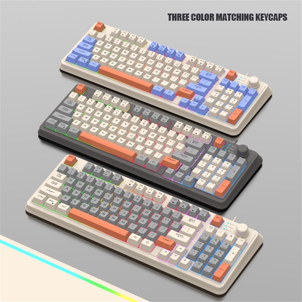 XUNFOX K82 94 Keys Gaming Wired Keyboard Mixed Color Backlit USB Keyboard with Kickstand