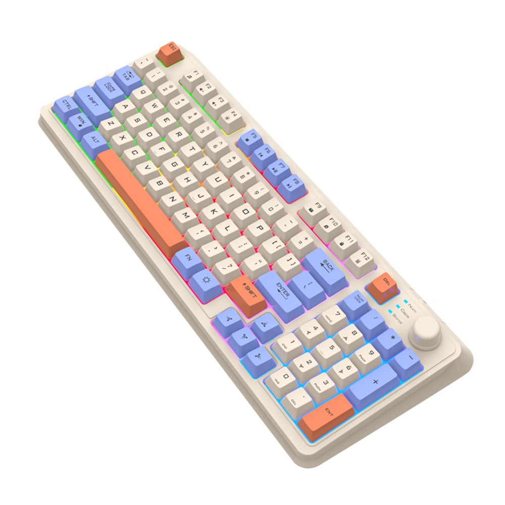 XUNFOX K82 94 Keys Gaming Wired Keyboard Mixed Color Backlit USB Keyboard with Kickstand