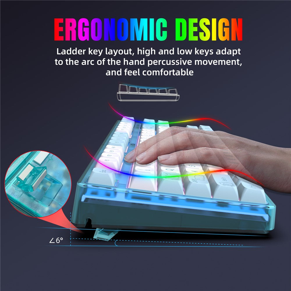 HXSJ L600 Cartoon Pattern 87-Key Mechanical Keyboard Ergonomic Wired Gaming Keyboard