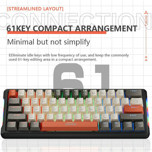 LEAVEN K610 1.6m Wired 61-key Water-Cooled E-Sports Gaming Mechanical Keyboard, Classic Version