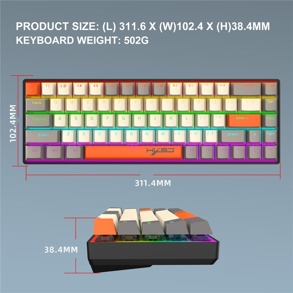 HXSJ K88 Gaming Keyboard 68 Keys Mechanical Wired Keyboard with LED Backlit