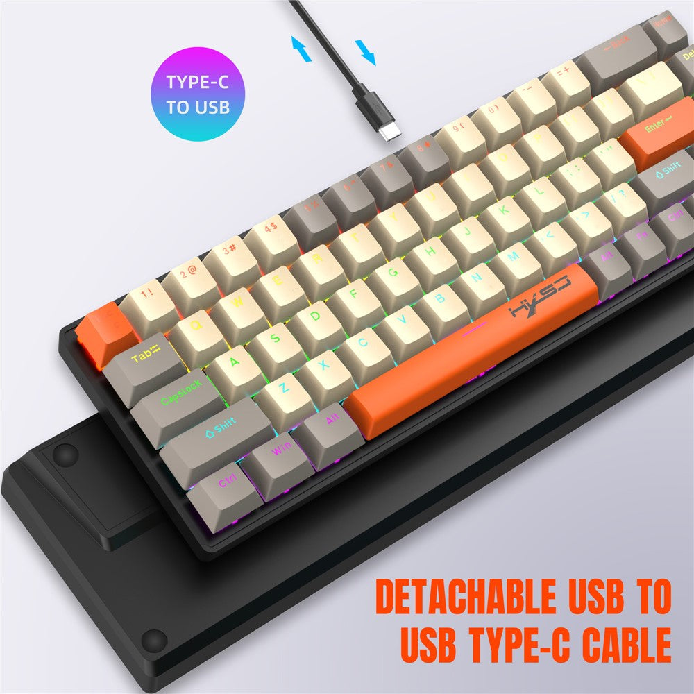 HXSJ K88 Gaming Keyboard 68 Keys Mechanical Wired Keyboard with LED Backlit