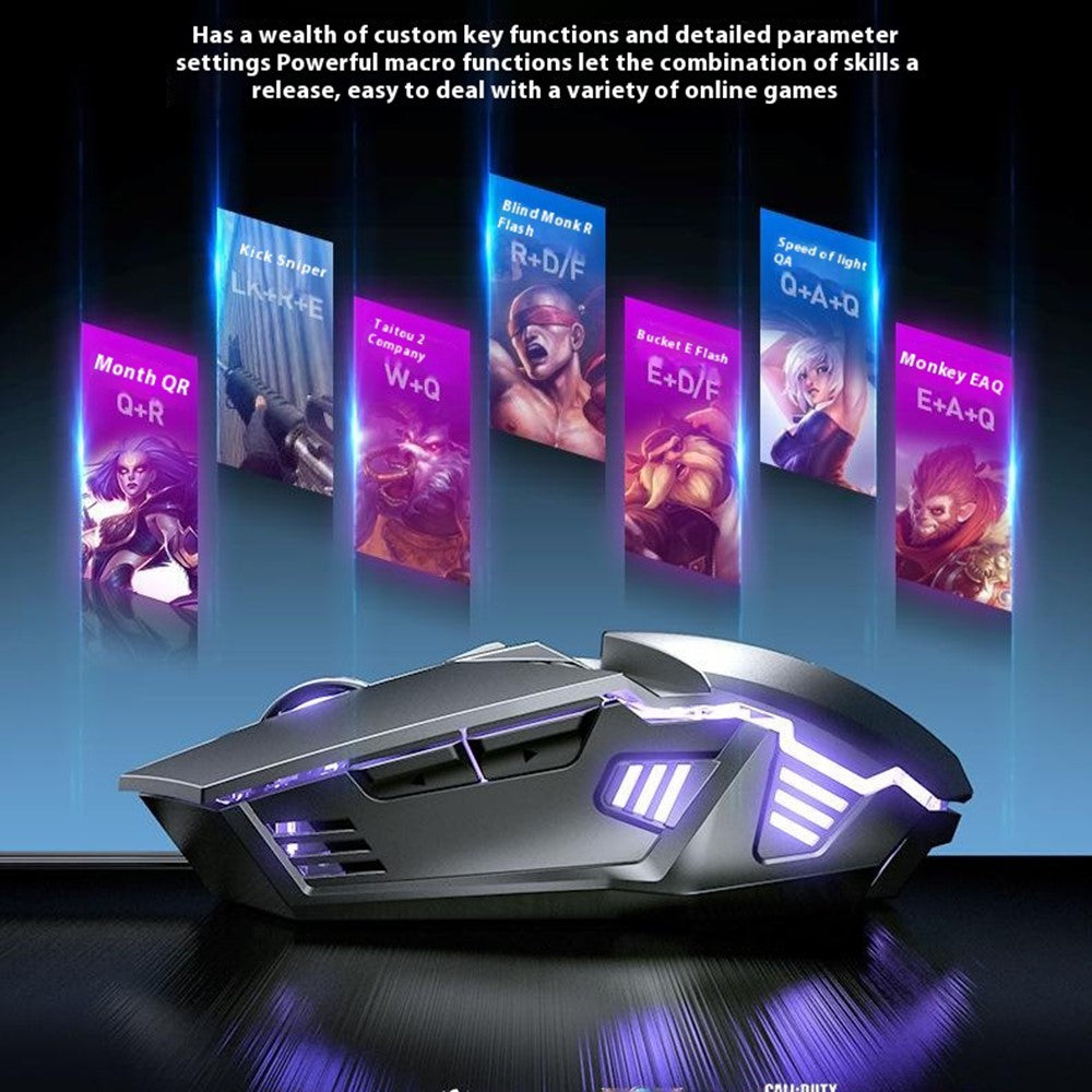 INPHIC PW2 USB Wired Gaming Mouse Colorful Light Macro Programming Computer Laptop Mice