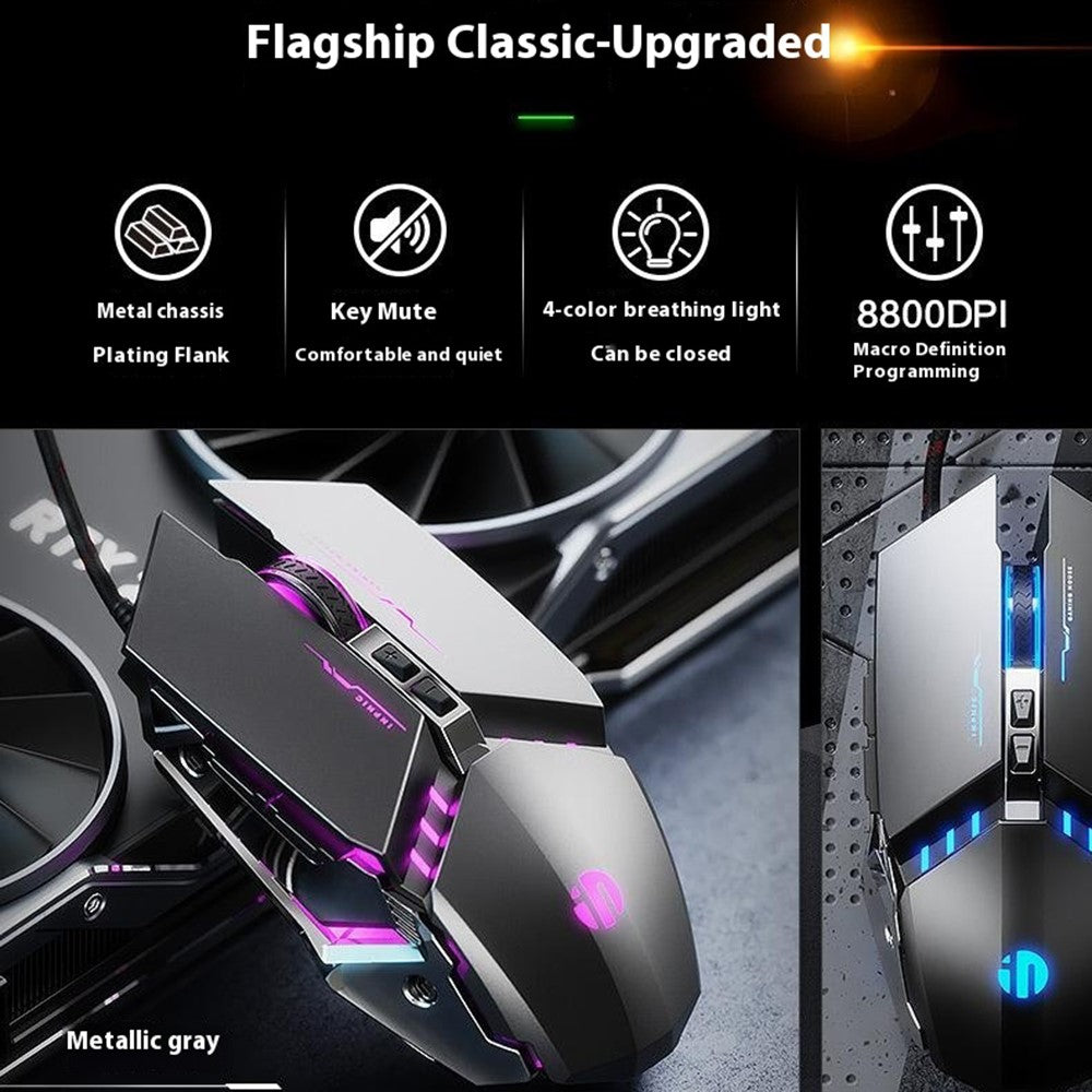 INPHIC PW2 USB Wired Gaming Mouse Colorful Light Macro Programming Computer Laptop Mice