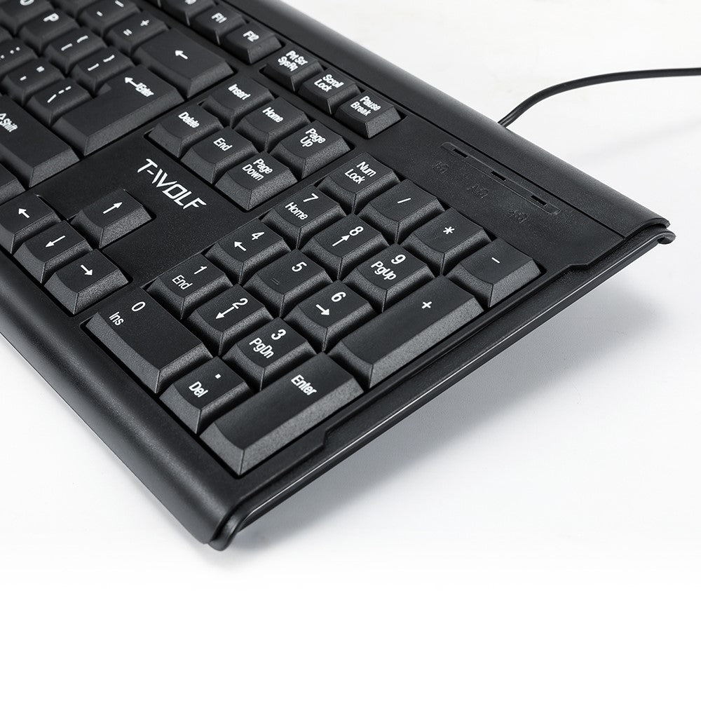 T-WOLF TF500 USB Wired Keyboard Mouse Set 104 Keys Keyboard for Computer PC Laptop