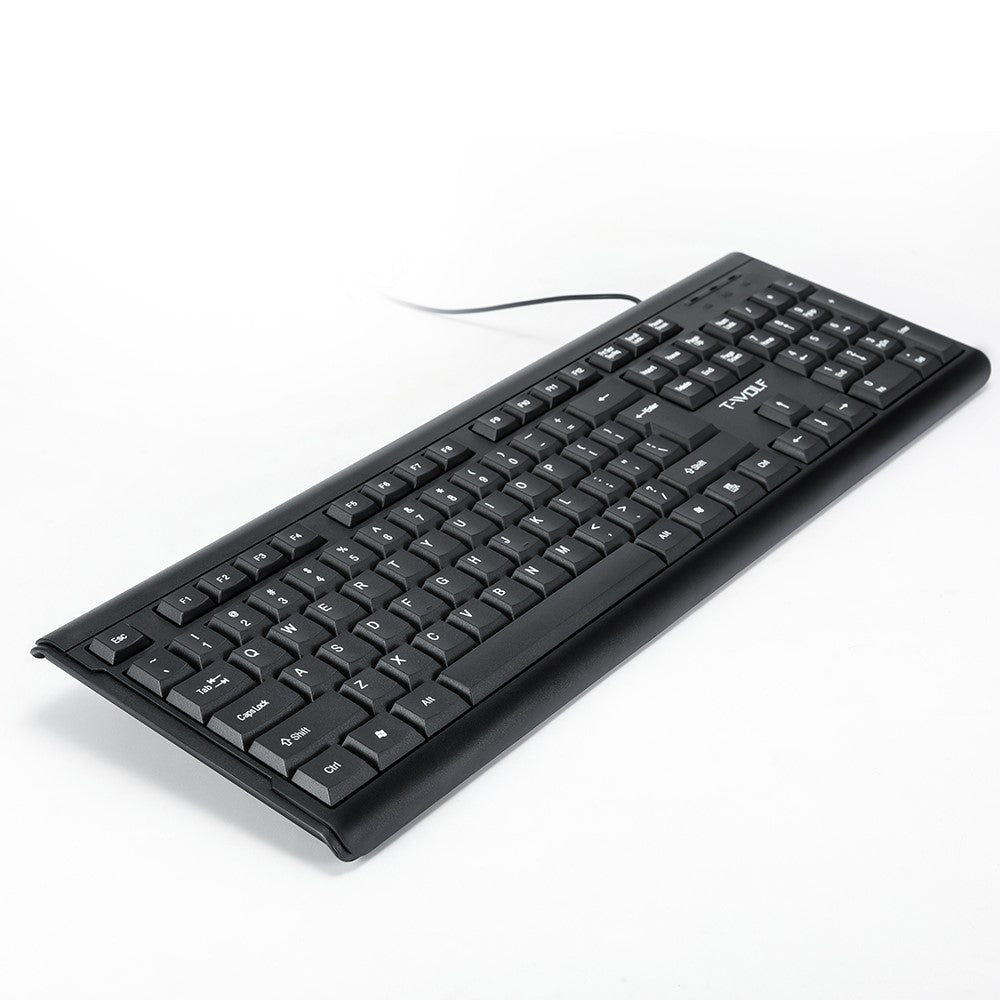 T-WOLF TF500 USB Wired Keyboard Mouse Set 104 Keys Keyboard for Computer PC Laptop