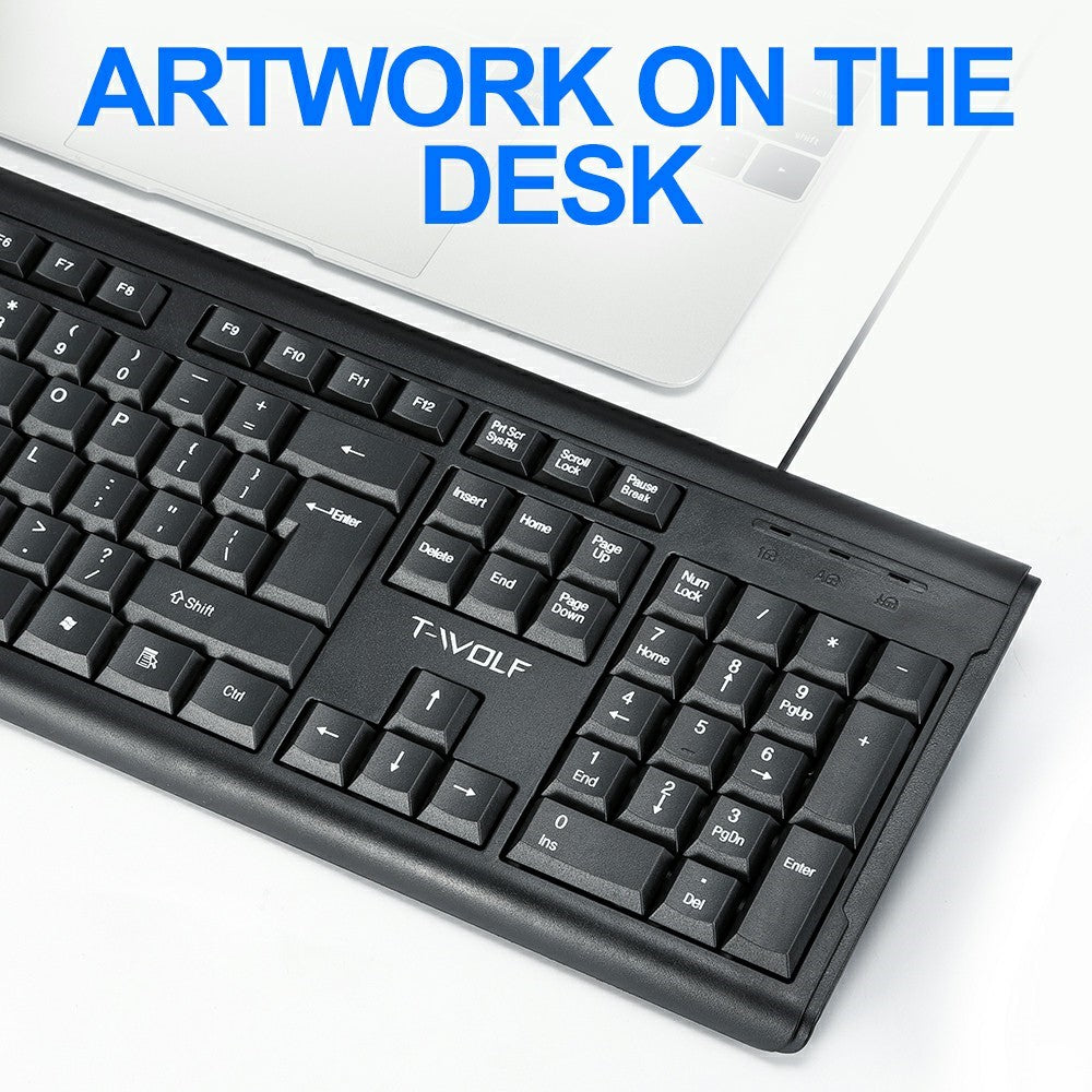 T-WOLF T15 104 Keys USB Wired Keyboard