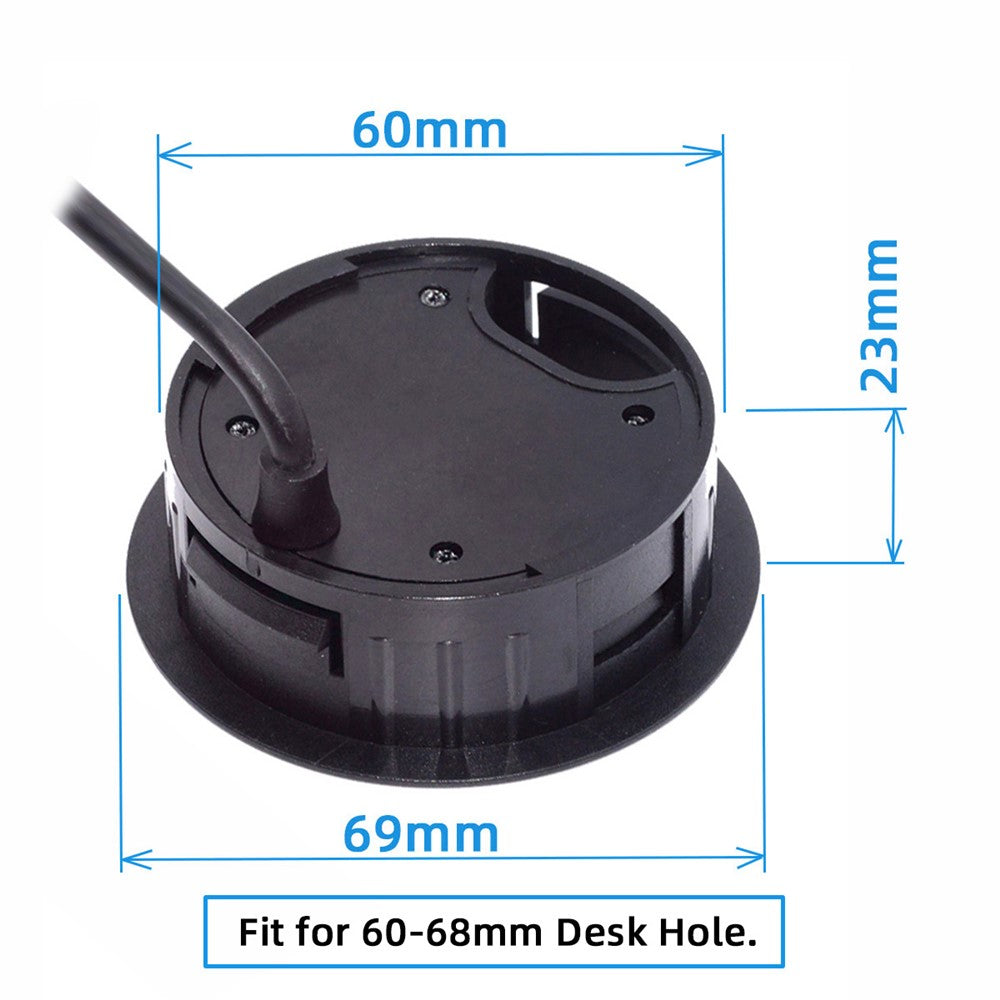 U3-095-HUB05 USB 3.0 Hub 2xUSB3.0 + 3.5mm + Type-C 60mm Desk Grommet Splitter Dock Station