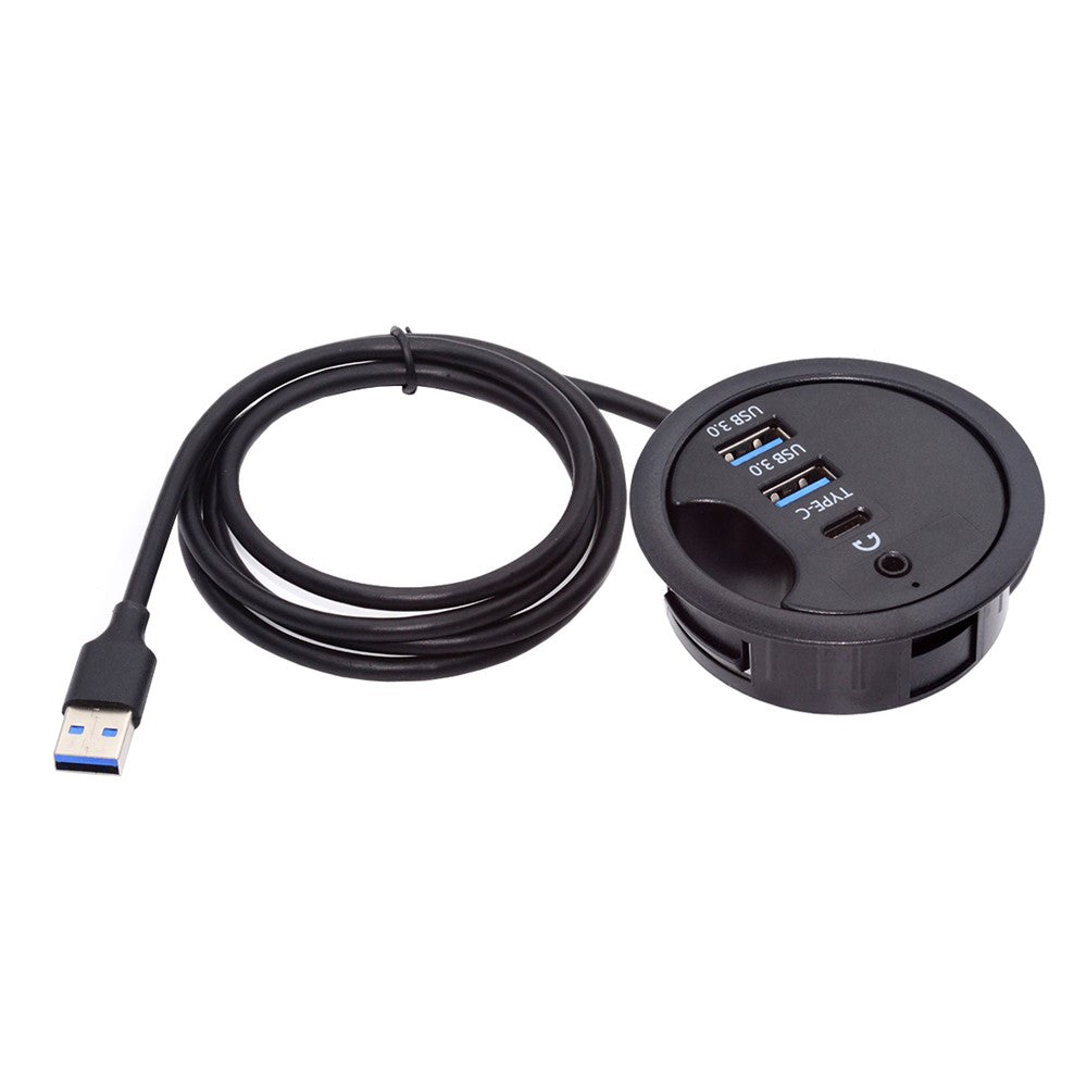 U3-095-HUB04 Desktop USB Hub to 2xCard Reader+USB-C+2xUSB 3.0+Headphone Jack Splitter Dock Station