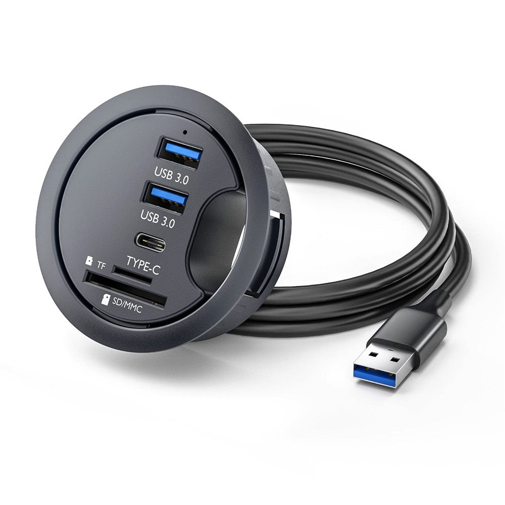 U3-095-HUB04 Desktop USB Hub to 2xCard Reader+USB-C+2xUSB 3.0+Headphone Jack Splitter Dock Station
