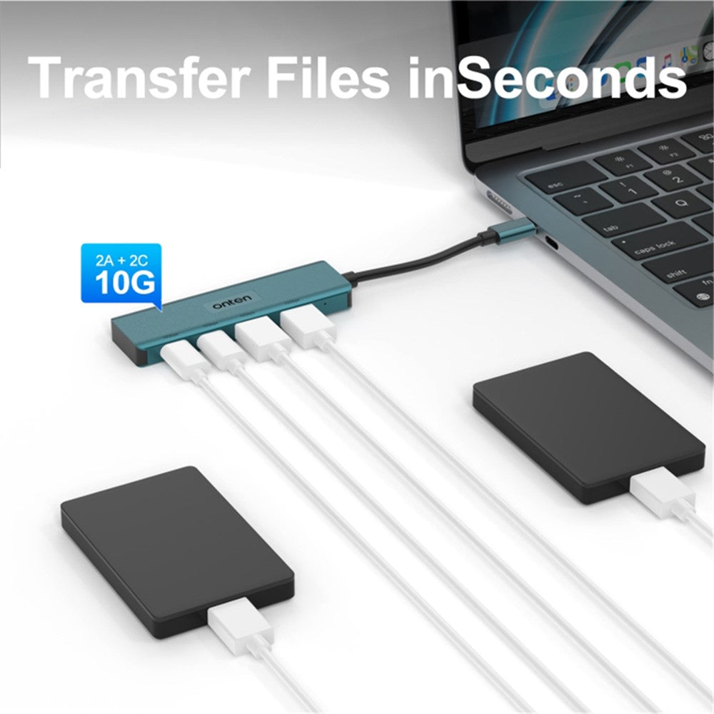 ONTEN UC622 15cm Cable Type-C to 2USB+2Type-C Ports 10Gbps USB Hub Splitter Laptop Phone Adapter