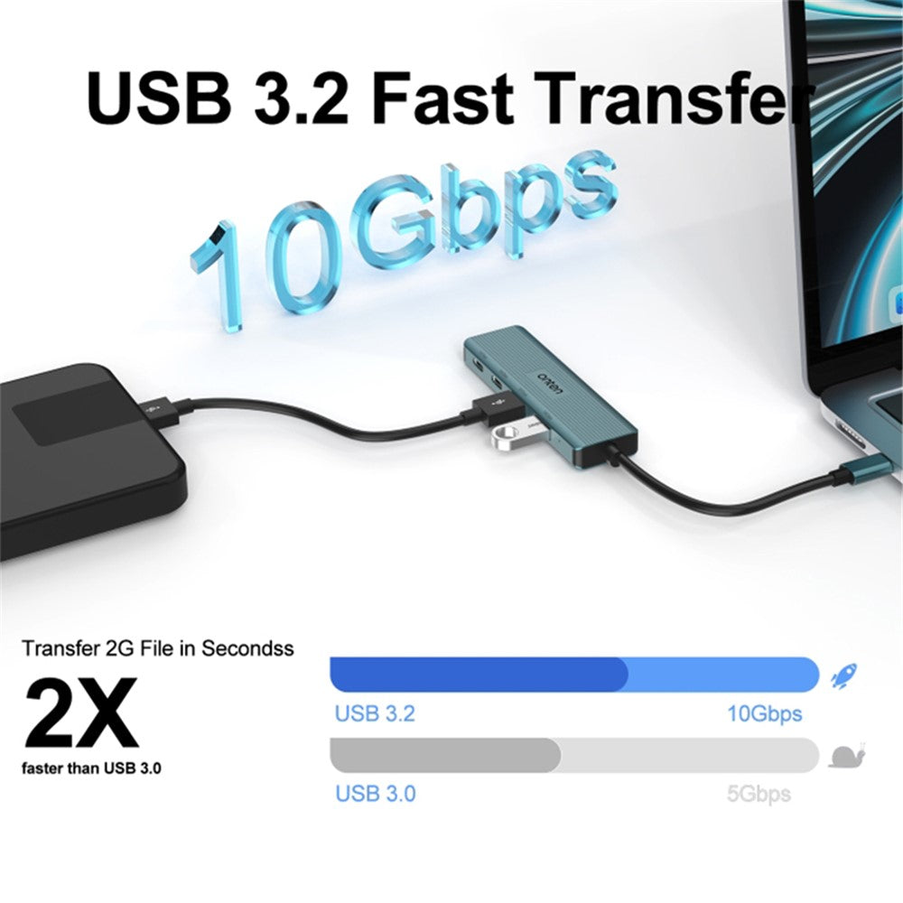 ONTEN UC622 15cm Cable Type-C to 2USB+2Type-C Ports 10Gbps USB Hub Splitter Laptop Phone Adapter