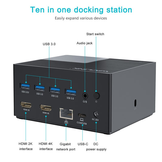 WAVLINK UG76PD2 USB-C Dual HD Universal Docking Station with 3.5mm Audio + Gigabit Network Port