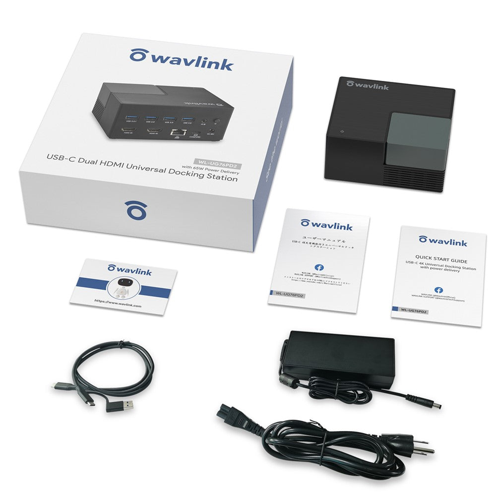 WAVLINK UG76PD2 USB-C Dual HD Universal Docking Station with 3.5mm Audio + Gigabit Network Port