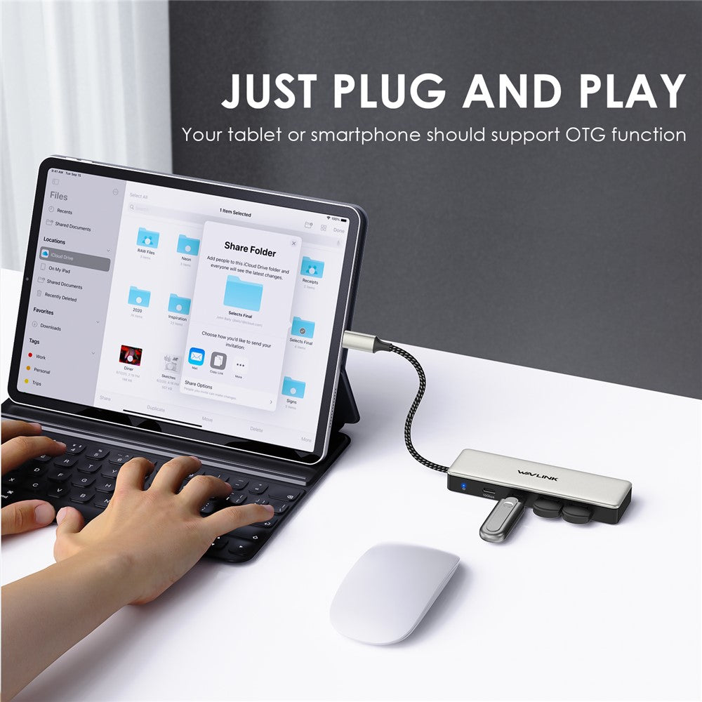 WAVLINK UH30420 Aluminum Alloy USB Hub 4-Port 10Gbps High Speed ??USB3.2 Gen2 Distributor