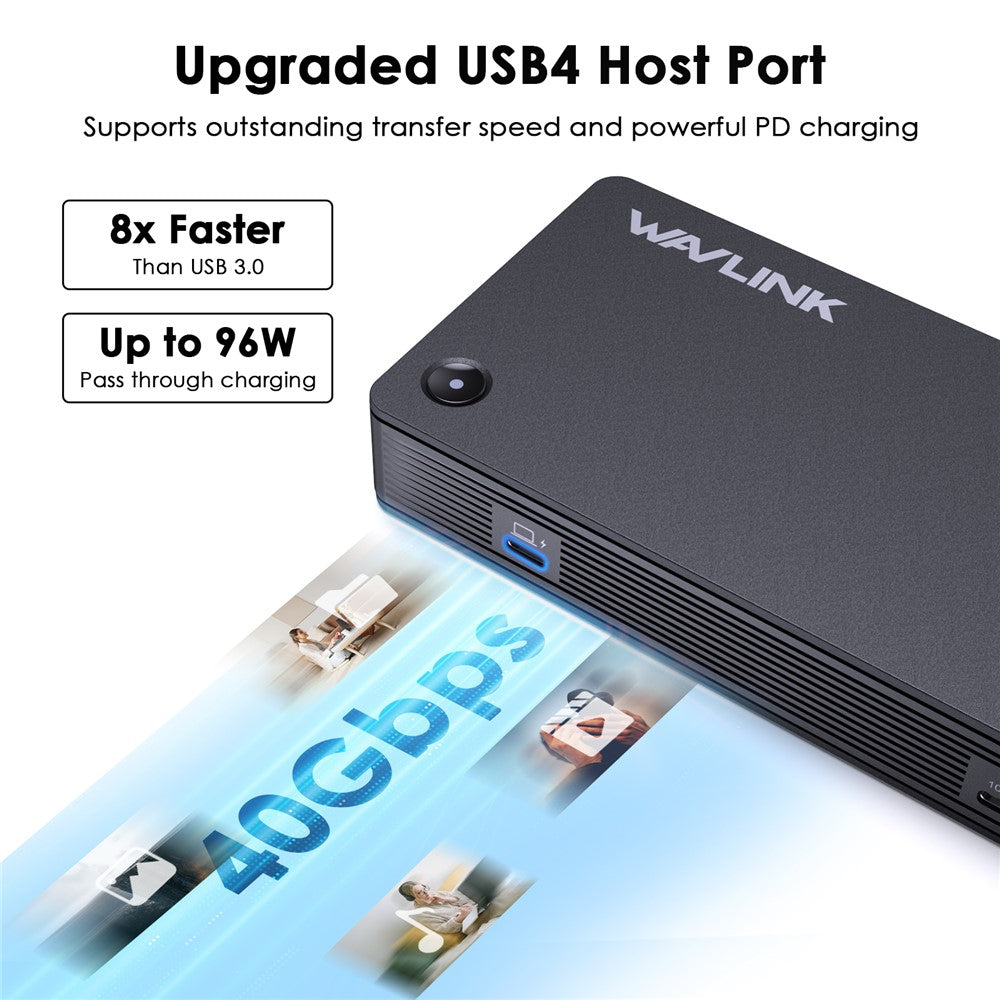 WAVLINK UTD22 USB4 Docking Station Dual Monitor USB-C Hub Support 96W Laptop Charging