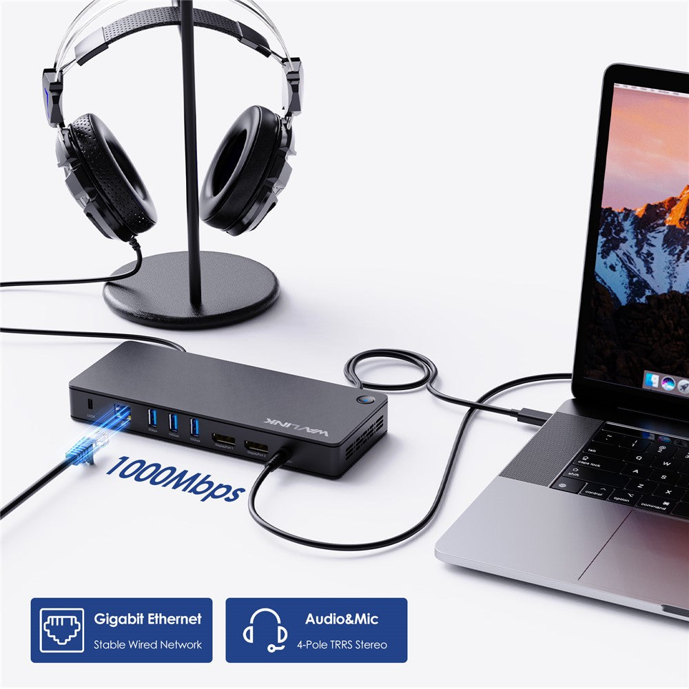 WAVLINK UTD22 USB4 Docking Station Dual Monitor USB-C Hub Support 96W Laptop Charging