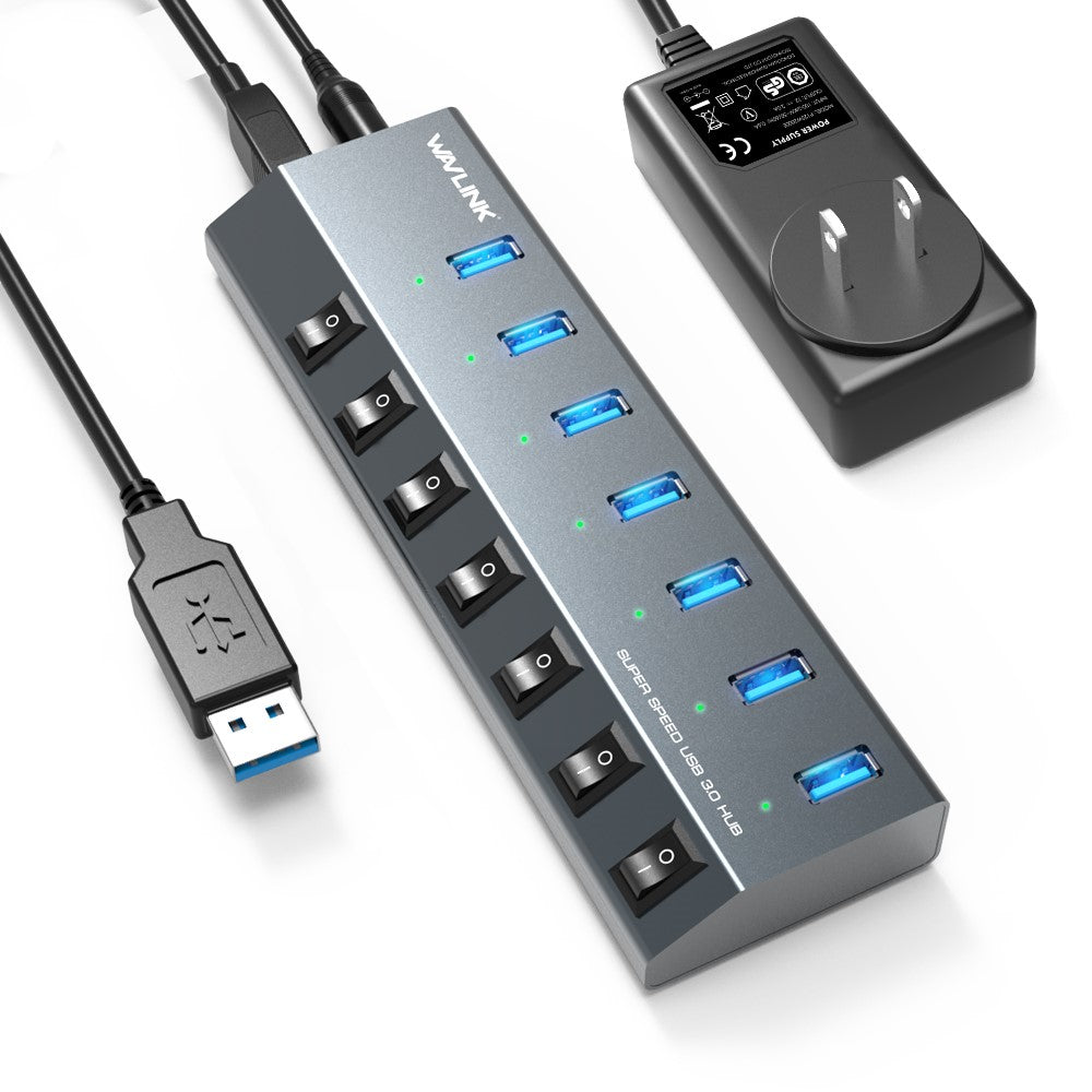WAVLINK UH3076 5Gbps High Speed 7-port USB 3.0 Hub with Independent Switch and LED Indicator
