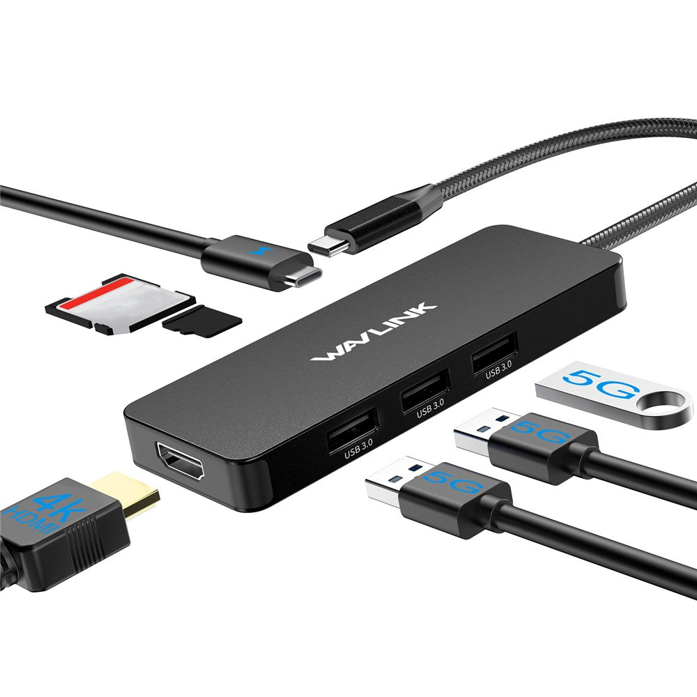 WAVLINK UHP3416 7-in-1 USB-C to 4K HD 100W PD Charging SD / TF Card Reader Docking Station