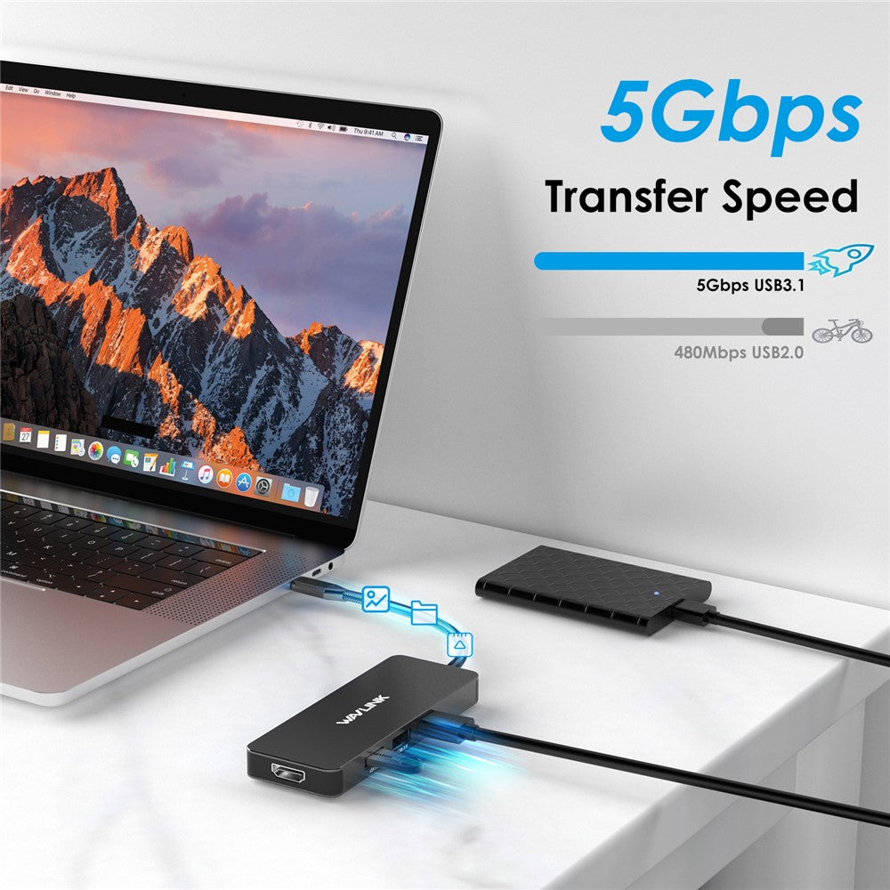 WAVLINK UHP3416 7-in-1 USB-C to 4K HD 100W PD Charging SD / TF Card Reader Docking Station