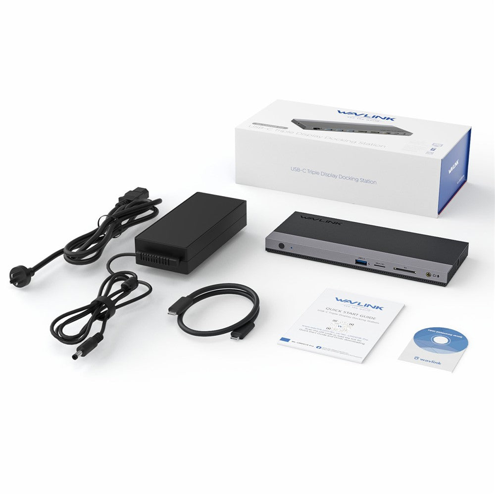 WAVLINK UMD01R Pro 13-in-1 Laptop Docking Station 2x Displayport and HD 4x USB 3.0 SD / TF Card Reader