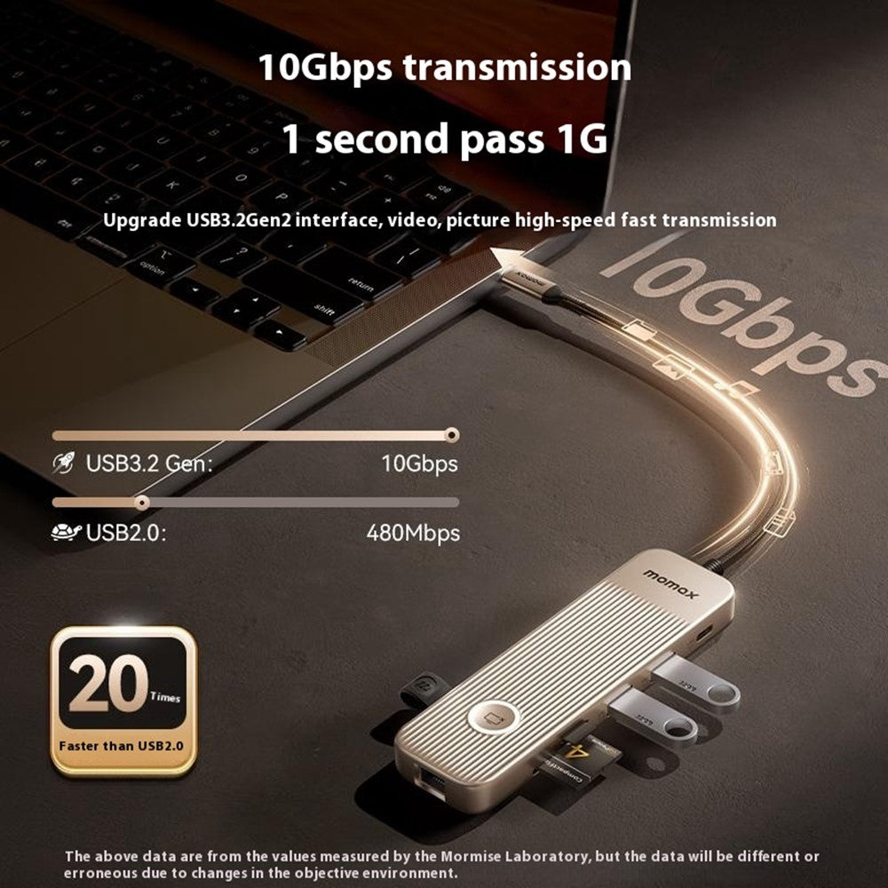 MOMAX Onelink 9 in 1 USB C Hub PD 100W 4K 60Hz Dual HD Ethernet Port SD TF Card Reader Adapter