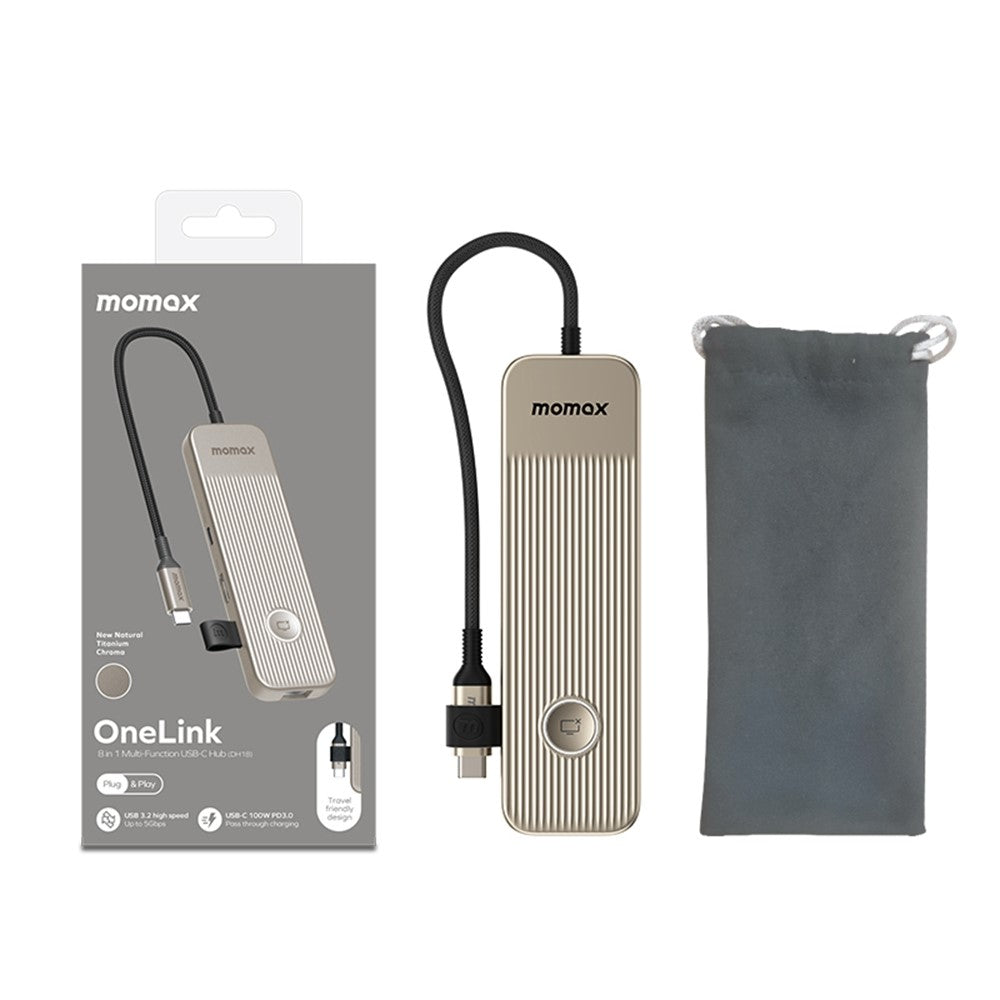 MOMAX Onelink 9 in 1 USB C Hub PD 100W 4K 60Hz Dual HD Ethernet Port SD TF Card Reader Adapter