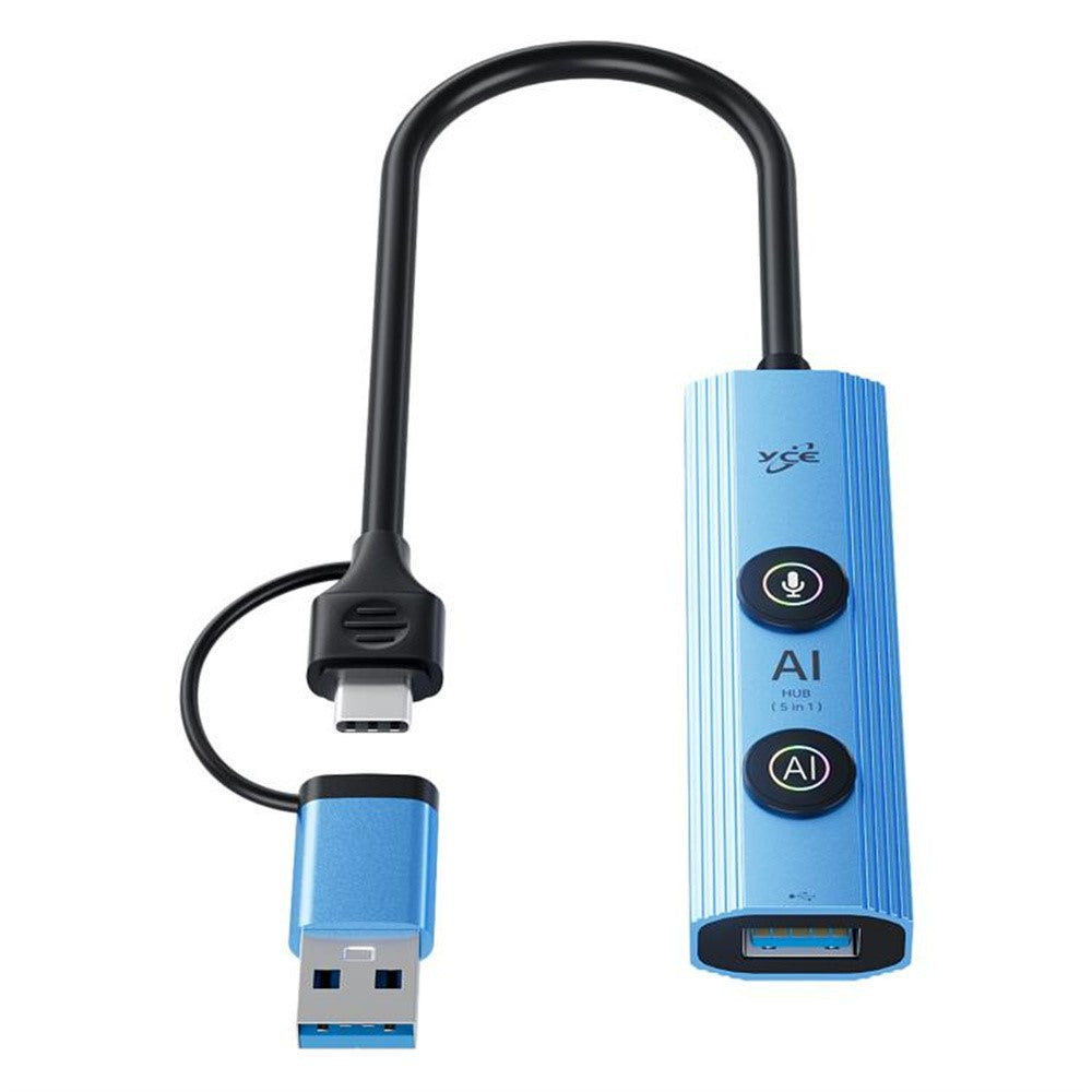 YCE V295B 5 in 1 USB 3.0 / Type-C Dual Head Hub Multifunctional Voice Recognition Smart AI Expansion Dock
