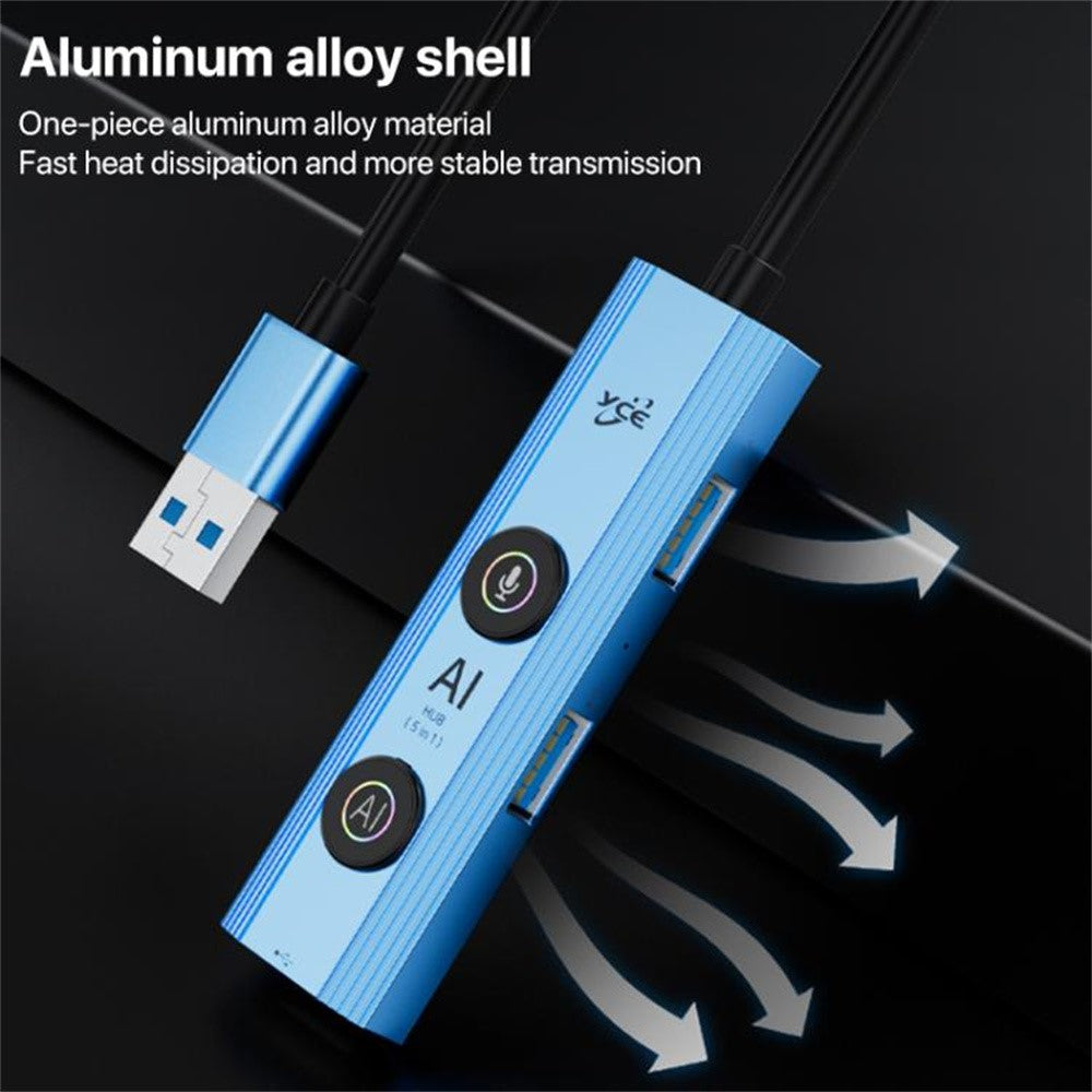 YCE V295A 5 in 1 USB3.0 Hub Aluminum Alloy Multi-Function AI Expansion Dock