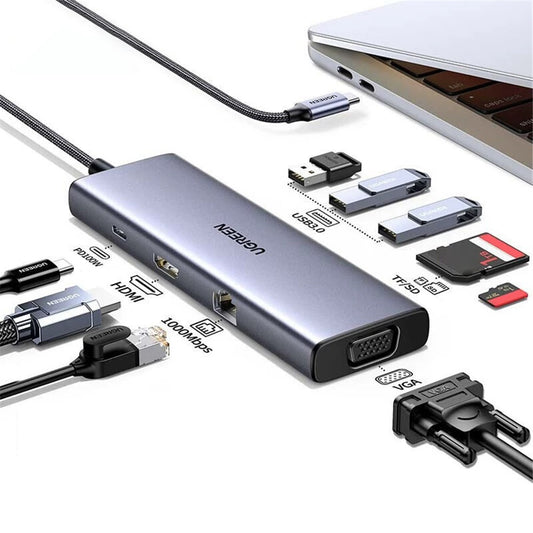 UGREEN 15600 9 in 1 USB-C Hub HD VGA USB-A Ethernet SD / TF PD Docking Station Adapter