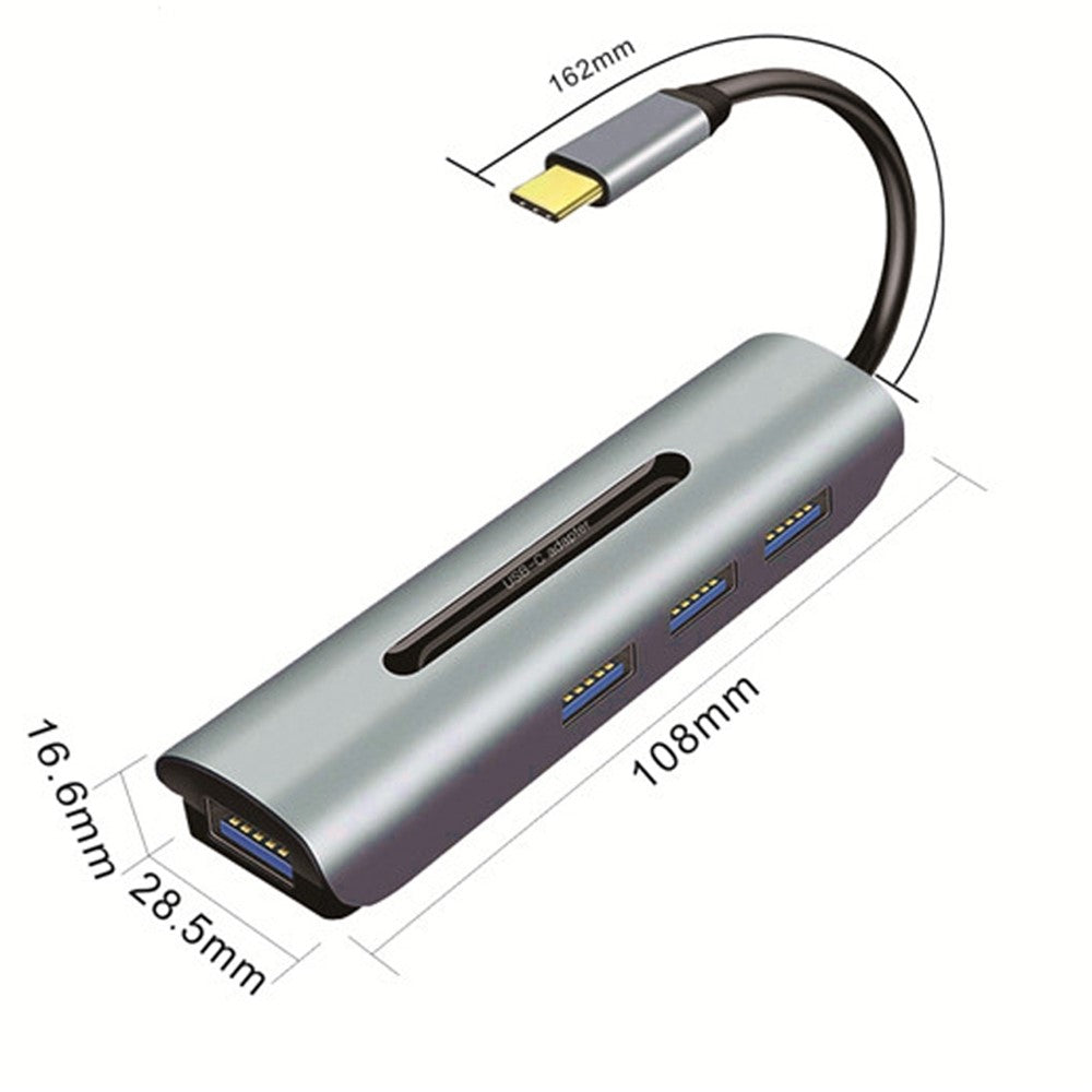V200A 4-in-1 Aluminum Alloy Type C USB C Hub Adapter to USB 2.0 USB 3.0 Ports for Laptop PC Computer