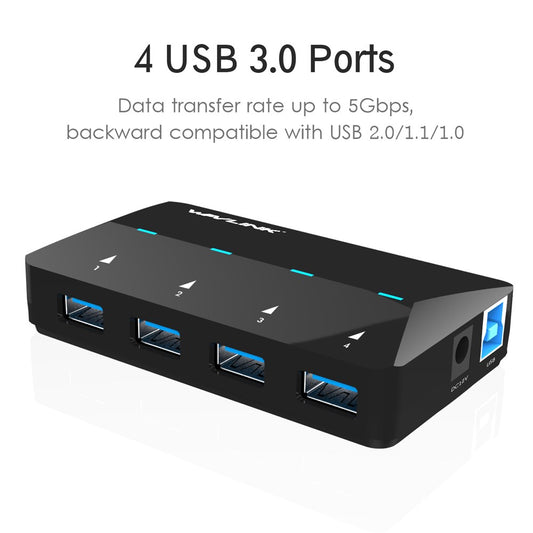 WAVLINK WL-UH3042P1 USB3.0 4-Port Hub 2.4A Fast Charging Adapter for Keyboard Mouse