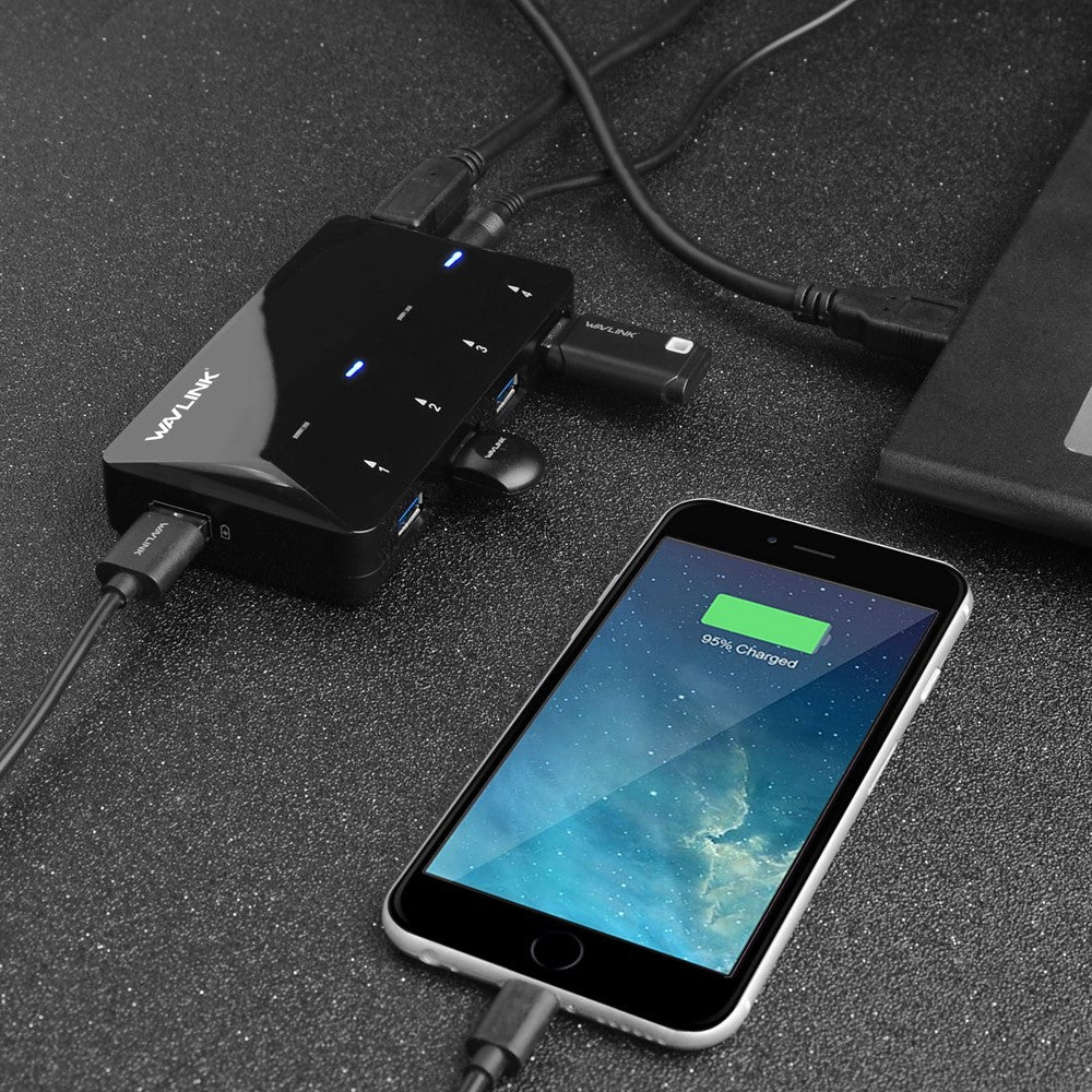 WAVLINK WL-UH3042P1 USB3.0 4-Port Hub 2.4A Fast Charging Adapter for Keyboard Mouse