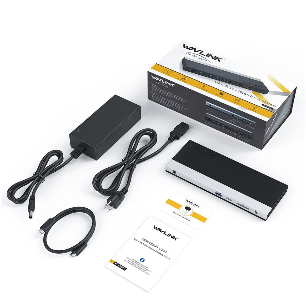WAVLINK WL-UMD01 Docking Station Gigabit Ethernet / DP / HD Cable Converter USB3.0 Splitter Card Reader USB-C to DP / HD Adapter