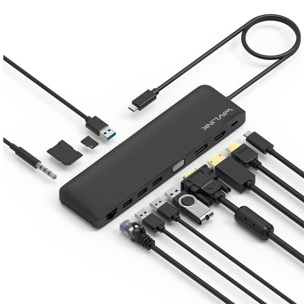 WAVLINK WL-UMD04 Portable Docking Station for Laptop Type-C Hub Adapter USB-C to HD / DVI / VGA Slim Converter