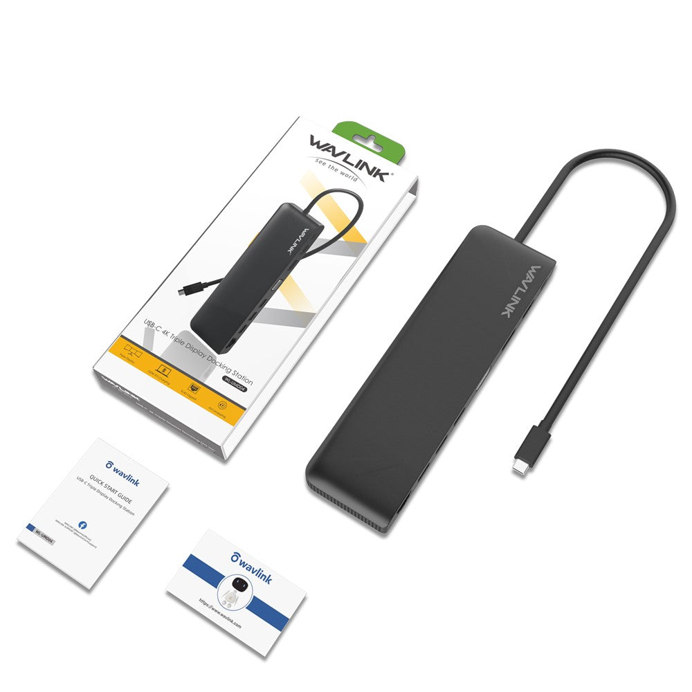 WAVLINK WL-UMD04 Portable Docking Station for Laptop Type-C Hub Adapter USB-C to HD / DVI / VGA Slim Converter