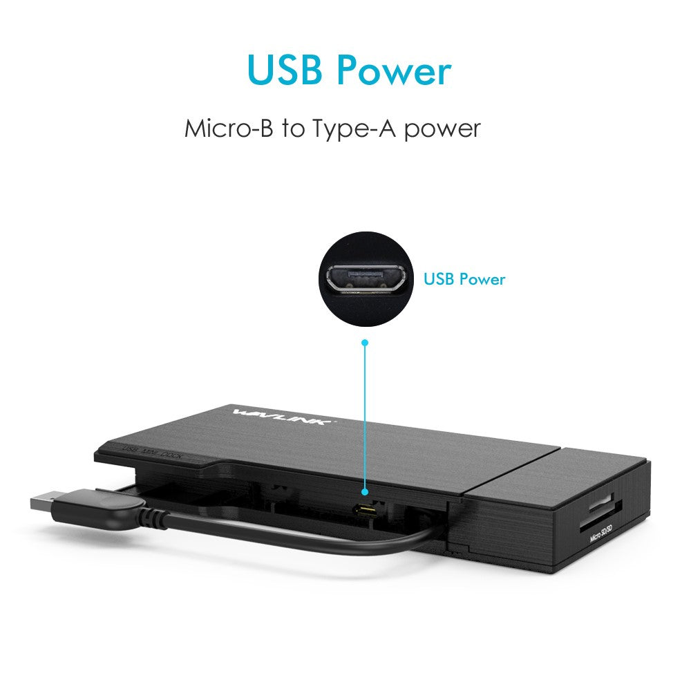 WAVLINK WL-UG39DH2 Dual 2K HD Mini Docking Station USB3.0 to HD / VGA / Gigabit Ethernet Splitter Adapter with Combo Card Reader